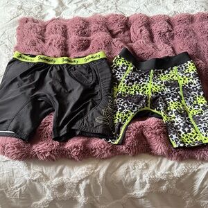 Stylish Kids Black and Neon Green Sliding Shorts- Selling Together $10